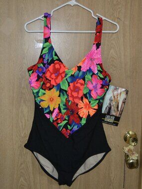 Vintage NWT Floral Carol Wior Designer Collection Slimsuit